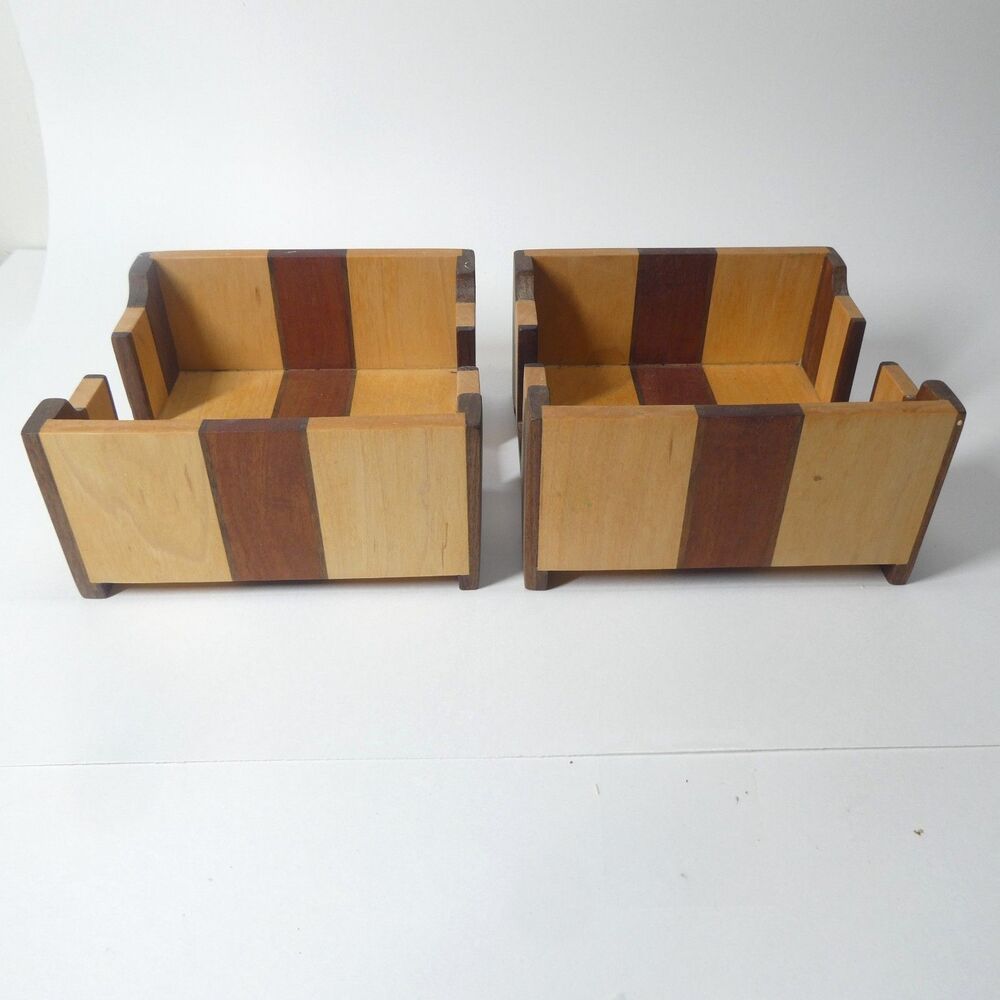 2 Handmade Wooden Napkin Holders Handcrafted Signed Artisan Woodworking